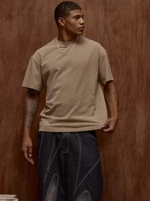 Musero 宽松短袖“THINK RICH”印花T恤 秋冬/春夏款 - 灰色 - 查看 4