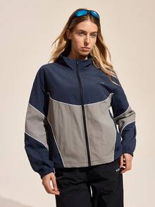 Exploreva Damen Sport Jacken Gestrickt Y2K Reißverschluss Locker Lässig Jacke, Frühling & Herbst, Herbst Winter Jacken, Nylon Jacken, Sportbekleidung, Alltagsjacke Sportmode, Sportbekleidung, Trainingsanzug, Rückkehr zur Schule, Retro Streetwear Streetstyle. Preppy, Blokecore, Damen Athleisure Damen Athleisure Wear Workout Reißverschluss Jacke Damen Track Jacke Sportbekleidung Damen