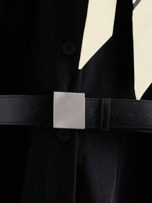 Franclia 优雅高端女神风连衣裙，女士2025秋冬新款高品质收腰长裙 - 黑色 - 查看 5