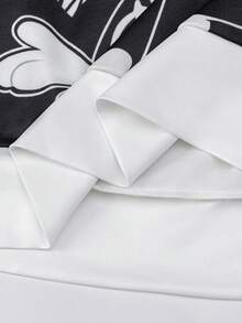 LOONEY TUNES X SHEIN Áo nỉ chui đầu cổ tròn tay dài họa tiết hoạt hình và đầu lâu cho nam, mùa thu - trắng - Xem 7