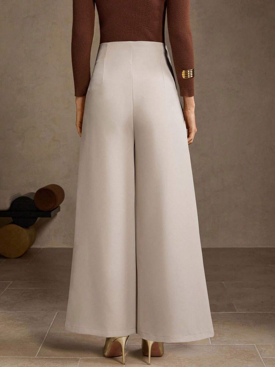 MOTF PREMIUM HIGH WAIST WIDE LEG PANTS - Apricot - View 2