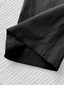 SHEIN Tween Girls' Casual Comfortable Mid-Rise Straight Leg Pants, Versatile Fall Winter - Black - View 4