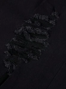 Manfinity Roughcore Nam Cotton Rách Skinny Jeans Slim Fit Dài Giặt Tối Wash Jean Hàng Hóa Đen Trơn Làm Việc Cơ Bản Chồng - màu đen - Xem 7