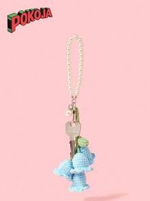 POKOJA LAND 1PC  Lily Of The Valley Keychain 4 Flowers Pearl Chain Crochet Bag Charm Korean Style Ins Aesthetic Cute Handmade Gift Spring Summer Accessory Unique - Multicolor - View 5