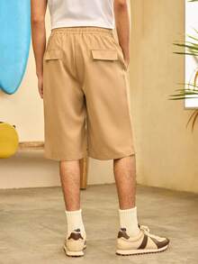 STONE DISTRICT Shorts casuales de moda para hombres de unicolor clásico de largo medio, con bolsillos laterales en sesgo, cinturón de color contrastante, ropa deportiva simple para calle, nueva llegada adecuada para salir, ir al trabajo, vestir casual