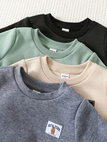 8 قطعة/طقم ملابس أطفال ولادي من البلوزات ذات الرقبة الطاقم والبنطلونات المبطنة بالفليس ذات اللون الأحادي، طويلة الأكمام، مريحة وعملية للارتداء اليومي العادي، مناسبة للداخل والخارج والرياضة واللعب والحفلات والتصوير في فصلي الخريف والشتاء