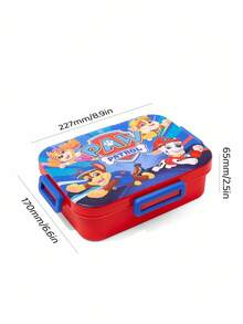 SHEIN | PAW Patrol 1100ml Caja bento con 3 compartimentos a prueba de fugas con diseño de dibujos animados, duradera y resistente a caídas, equipada con cubiertos y tenedor para alimentos - Multicolor - Ver 4