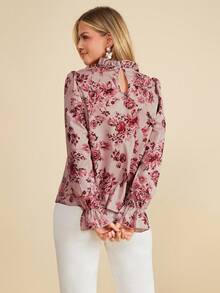 Amorya Bluzka z bufiastymi rękawami i falbaną przy szyi, Bluzki z długim rękawem