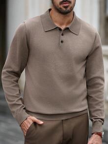 Manfinity Bizformal Men's Casual Solid Color Knit Sweater, Autumn, Old Money - Multicolor - View 3