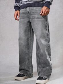 DAZY Jeans de mezclilla gris desgastado para hombre, otoño - Gris - Ver 1