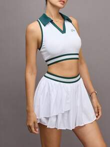 Activina Letter Graphic Contrast Trim Sports Set - Green - View 4