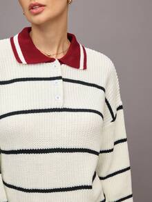 Activina Damski sweter z golfem i długim rękawem w kontrastowym kolorze