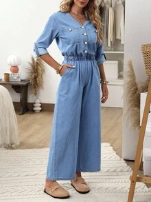 EMERY ROSE Damjumpsuit med elastisk midja och casual pendling