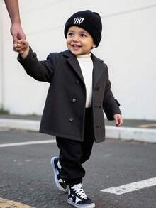 TaviRue Baby Boy/Girl Classic Double-Breasted Overcoat, Warm Thermal Lined, Versatile Casual Outerwear, Suitable For Indoor, Outdoor, Daily, Sports, Party, Photography, Holidays In Autumn/Winter Baby Boy Outfits Gentleman Outfit Baby Boy Coat Baby Boy Street Wear Baby Boy Suits Fall