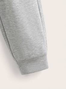 SHEIN Boys Drawstring Waist Slant Pocket Joggers - Light Grey - View 4