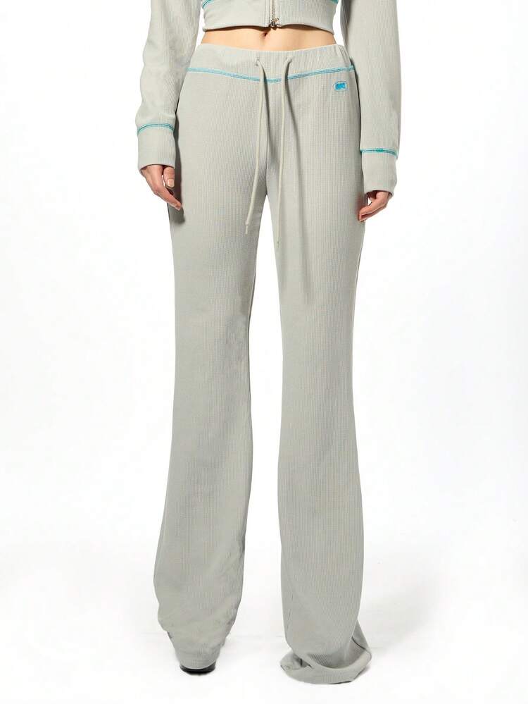 SUMWON WOMEN Waffle Knit Flare Pants With Contrast Trim