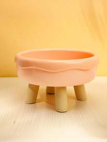 Zazumi PETSIN 1pc Pet Cat Neck Protective Water/Food Bowl, Plastic Macaron Color 4-Legs Bowl