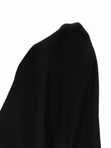 Franclia 时尚法式侧收不对称领金属拉链白色女式长袖 T 恤，春秋 - 黑色 - 查看 7