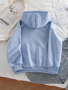 Genkimix Kids Oversized Letter Graphic Fleece Sweatshirt With Large Pockets For Tween Girls Fall Winter