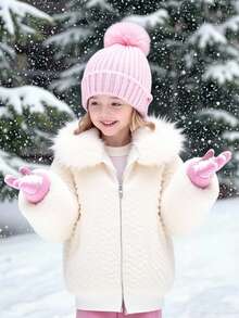 Emery Rose Kids Emery Rose Kids 女童纯色毛绒仿皮草休闲外套 女童毛绒外套 女童冬季外套 抓绒外套 女童仿皮草外套 女童秋季冬季外套 - 白色 - 查看 3