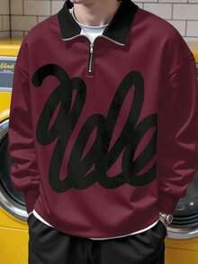 Manfinity Dauomo Men's Casual Contrast Color Print Sweatshirt, Autumn/Winter