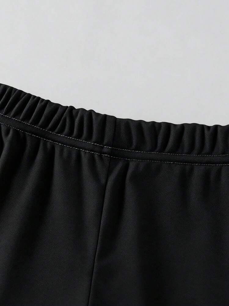 2件套年轻女孩简约时尚粉色蝴蝶结黑色上衣和粉色裤子运动服套装 - 彩色 - 查看 3