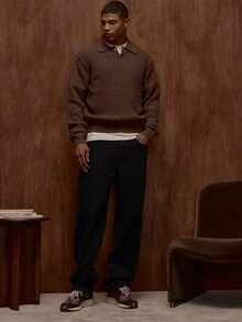 Musero Áo len dài tay dáng rộng, chất liệu dày dặn, có hàng cúc cài phía trước, thích hợp cho mùa xuân và hè. - Cà phê nâu - Xem 5