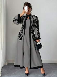 Elenzga 加大花卉印花锁孔领口连衣裙 - 彩色 - 查看 7