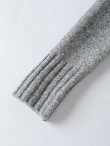 Attitoon 女士休闲复古V领修身灰色毛衣，适合秋冬季 - 灰色 - 查看 4