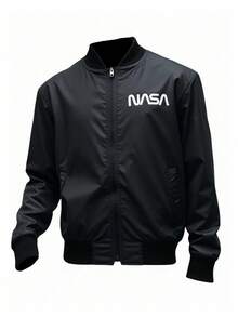 SHEIN Chaqueta casual con cremallera y cuello de béisbol de unicolor para chicos adolescentes, versátil y adecuada para ir al trabajo, la escuela, actividades casuales, viajes, fiestas al aire libre, deportes, ideal para otoño/invierno - Negro - Ver 1