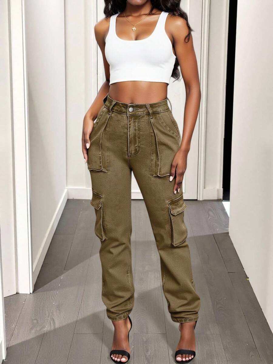 SHEIN SXY Flap Pocket Cargo Jeans