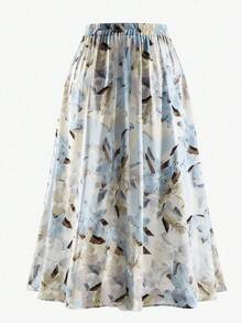 Mulvari Plus Size Women's Random Floral Print Skirt Maxi Women Outfit