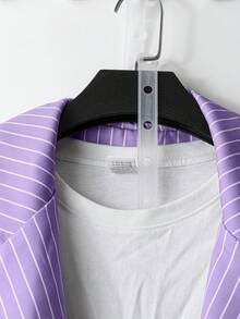 EMERY ROSE Áo khoác Blazer tay dài thanh lịch in họa tiết sọc cỡ lớn, cài hai hàng khuy - Màu tím - Xem 3