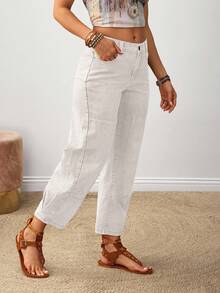 EMERY ROSE Quần Jeans Lantern Denim Rửa Sạch Rộng Cỡ Lớn - Xám - Xem 4