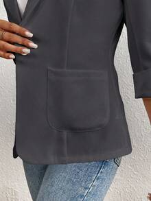 RosyDaze 春夏休闲纯色西装外套 - 深灰色 - 查看 4