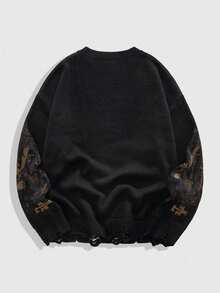 ROMWE MEN Street Life Maglione a girocollo da uomo con stampa di Gesù, abbigliamento casual alla moda, adatto per autunno e inverno, stile grunge