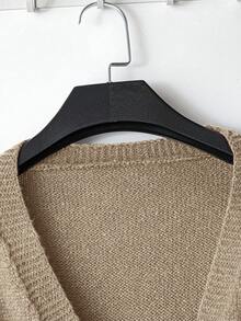 GlowEve Áo khoác cardigan dài tay thanh lịch buộc eo màu trơn dành cho nữ - Màu be - Xem 4