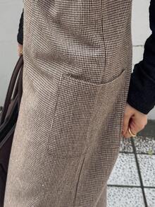 FRIFUL Vestido holgado de mujer a cuadros con tirantes, vestido maxi - Gris - Ver 6