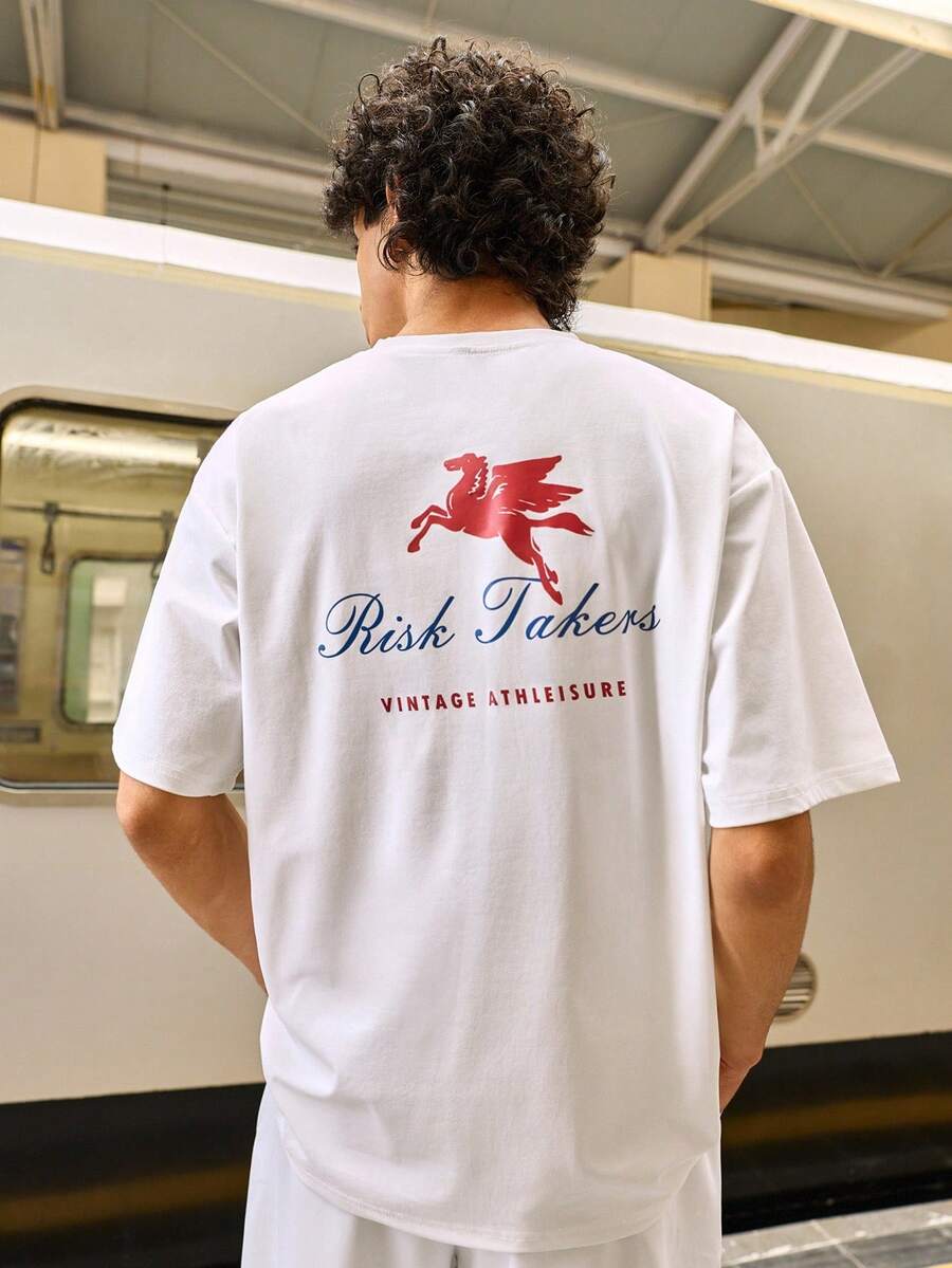 男士襯衫,都市休閒字母印花圖案,寬鬆版型,日常穿著,春夏款 - 查看 1