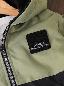 1pc Young Boy's Casual Color Block Thickened Hooded Loose Jacket, New Autumn/Winter Back To School Fall - Multicolor - View 3