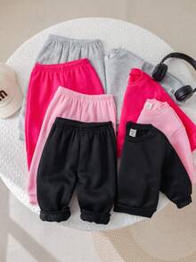 SHEIN 女婴休闲纯色针织保暖内衬裤（与上衣分开出售），秋冬