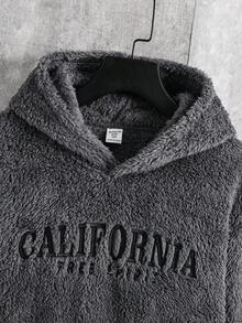 SHEIN Moletom de lã para meninos pré-adolescentes com letra bordada, modelagem folgada, ideal para escola, esportes, passeios e festas no outono/inverno. - Cinza - Ver 5