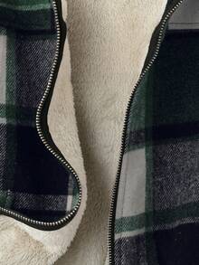 EMERY ROSE Women's Casual Plaid Thermal Lined Short Jacket, Autumn - Green - View 5