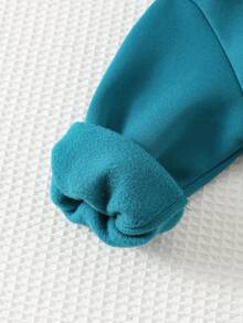 Cozy Pixies 秋冬款小男孩拼色字母图案针织圆领长袖套头衫 - 綠色 - 查看 3