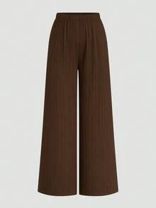 Sweetra 2pcs/Set Solid Color Minimalist Sleeveless Crop Top And Skinny Pants, Sexy Style - Brown - View 12