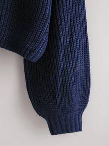 Franclia Women's Casual Everyday Commute Simple Solid Color Drop Shoulder Loose Cropped Pullover Sweater, Autumn/Winter