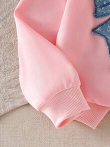 SHEIN Explorewe 2 件年轻女孩秋冬针织圆领 T 恤和蝴蝶结亮片装饰腰带蝴蝶结针织裤套装，运动时尚套装，适合女孩蝴蝶结秋季服装 - 粉色 - 查看 5