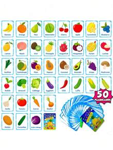 Zazumi 1SET Kids Learning Cards Food Fruit Animal Weather Preschool Educational Cognitive Game Improve Concentration Make Learning Fun - Multicolor - View 13