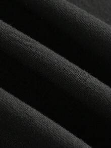 SHEIN EZwear Bộ áo hai dây buộc và quần màu đen tương phản, phù hợp cho mùa xuân/hè - màu đen - Xem 6