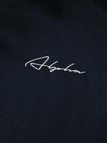 Manfinity EMRG 男士字母印花长袖单排扣休闲翻领夹克黑色运动夹克棒球夹克黑色。男士万圣节服装、Y2K、街头时尚、返校季、送给男朋友的礼物、秋季 - 藏蓝色 - 查看 4